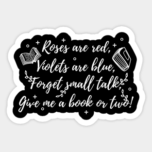 Funny Introverted Book Lover Poem Sticker